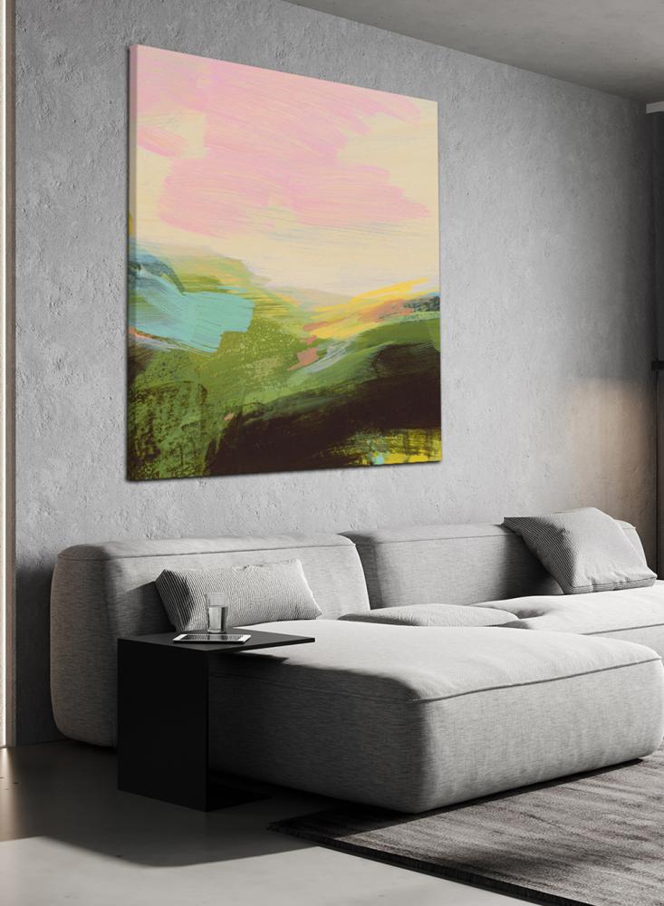 Canvas painting on a wooden frame with a colorful artistic pattern design