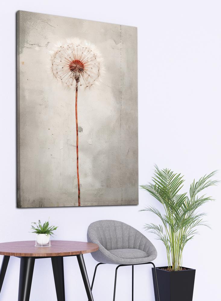 Canvas board on wooden frame with dandelion flower design