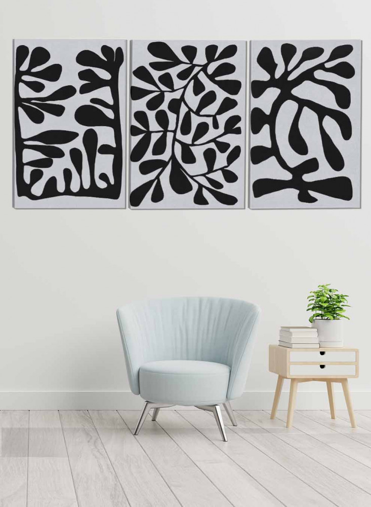 Set of 3 Canvas Paintings on Wooden Frame, Abstract Painting Design, for Home, Living Room, Office, Decoration