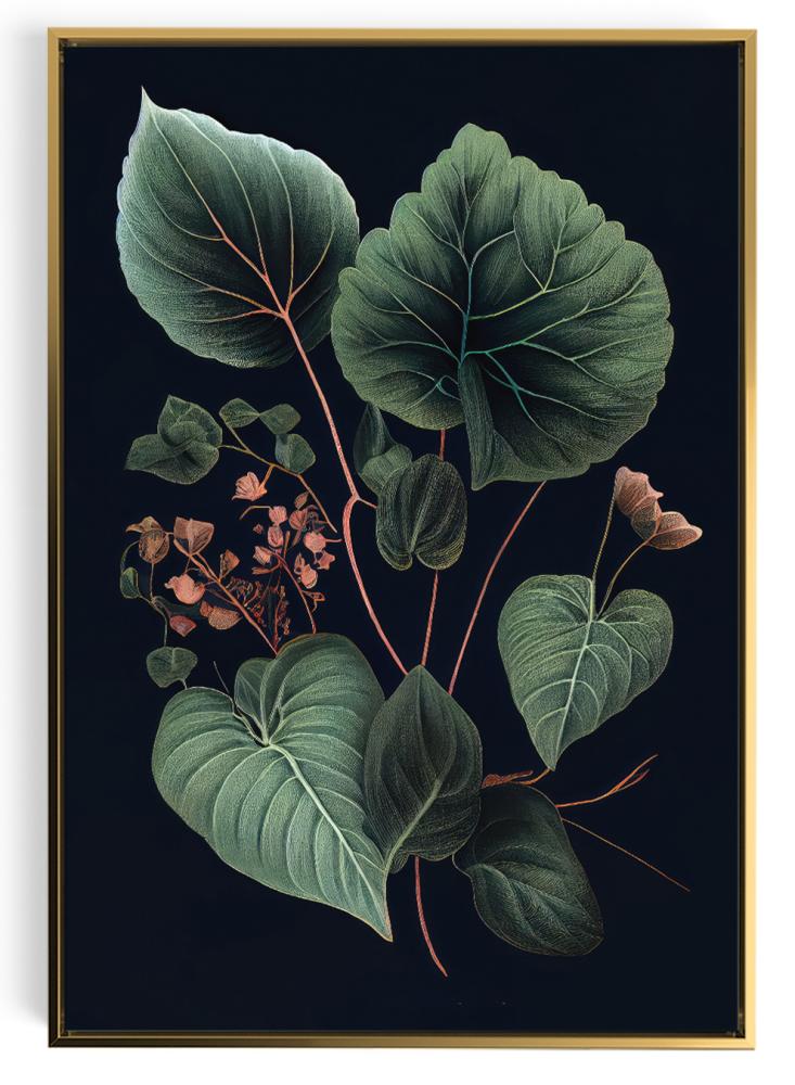 Canvas painting on wooden frame with Peony plant design