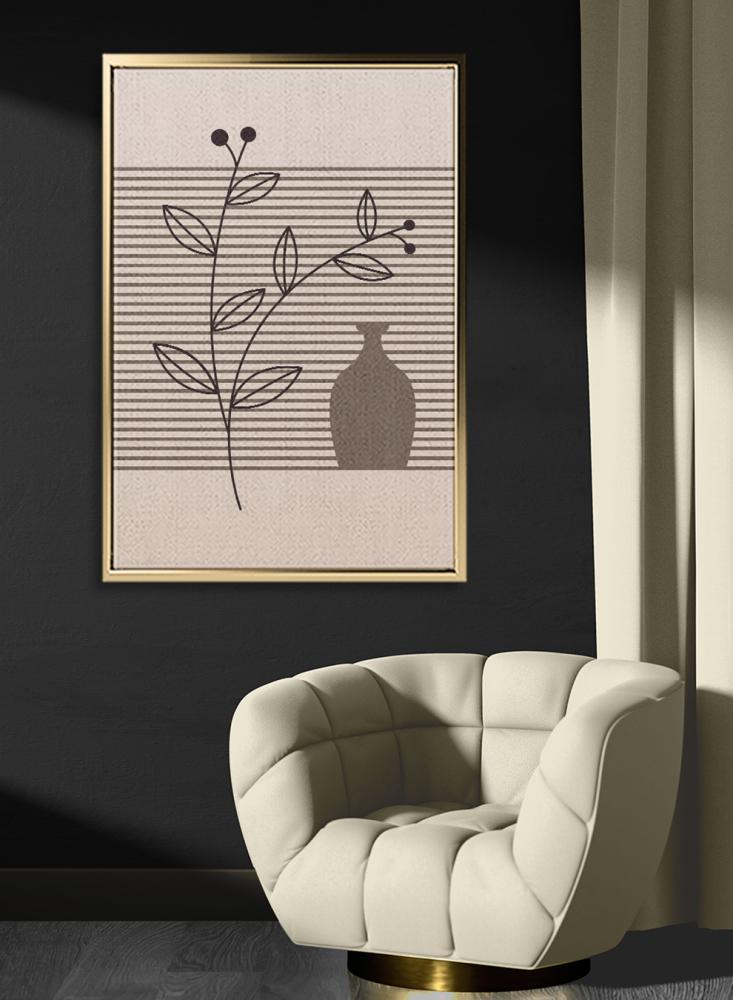 Canvas painting on a wooden frame with a plant design in bohemian style