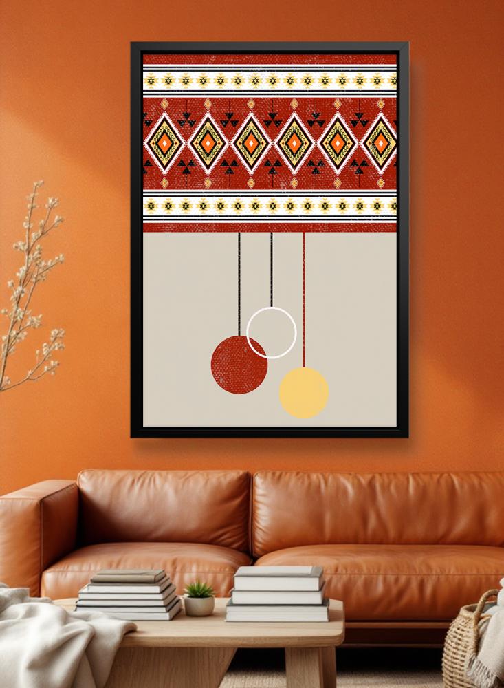 Canvas painting on wooden frame with a design inspired by the Saudi character