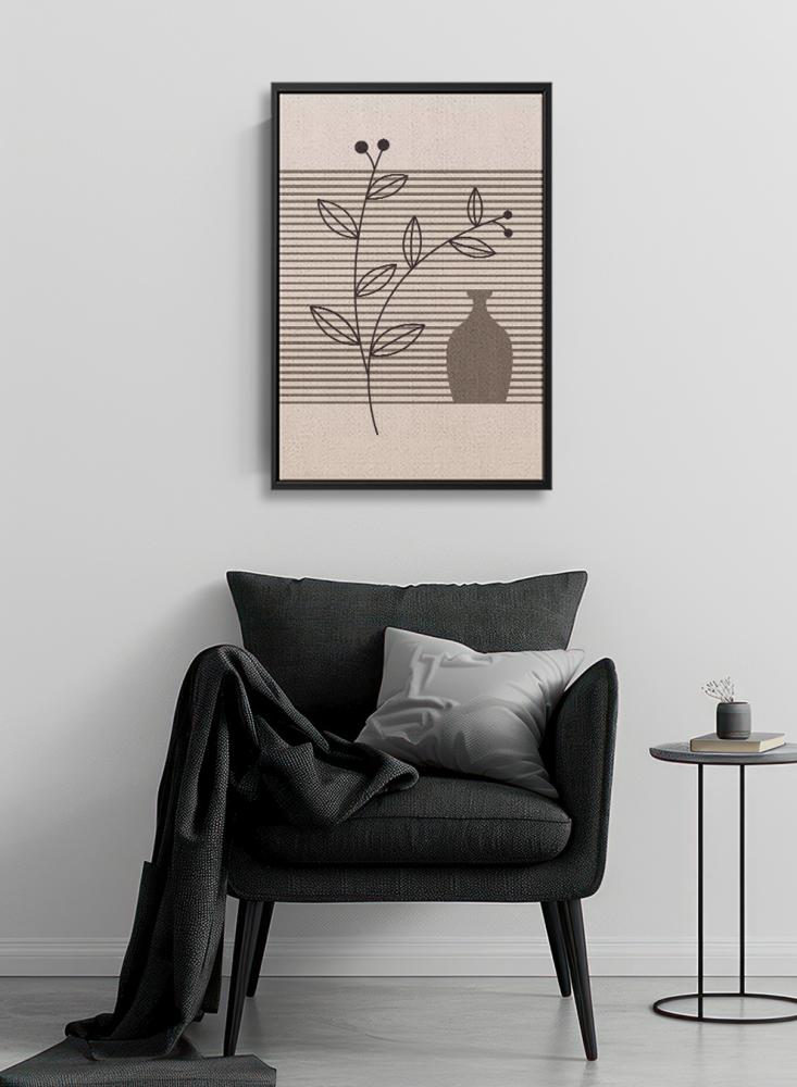 Canvas painting on a wooden frame with a plant design in bohemian style