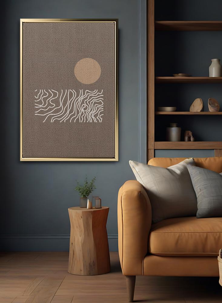 Canvas board on wooden frame with abstract art design