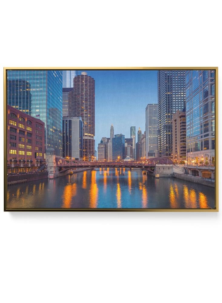 Canvas painting on a wooden frame of the city of Chicago in America