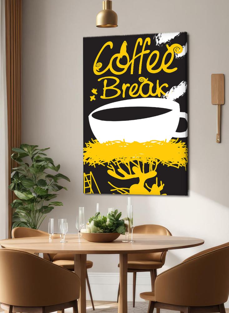 Canvas board on wooden frame with coffee lounge design