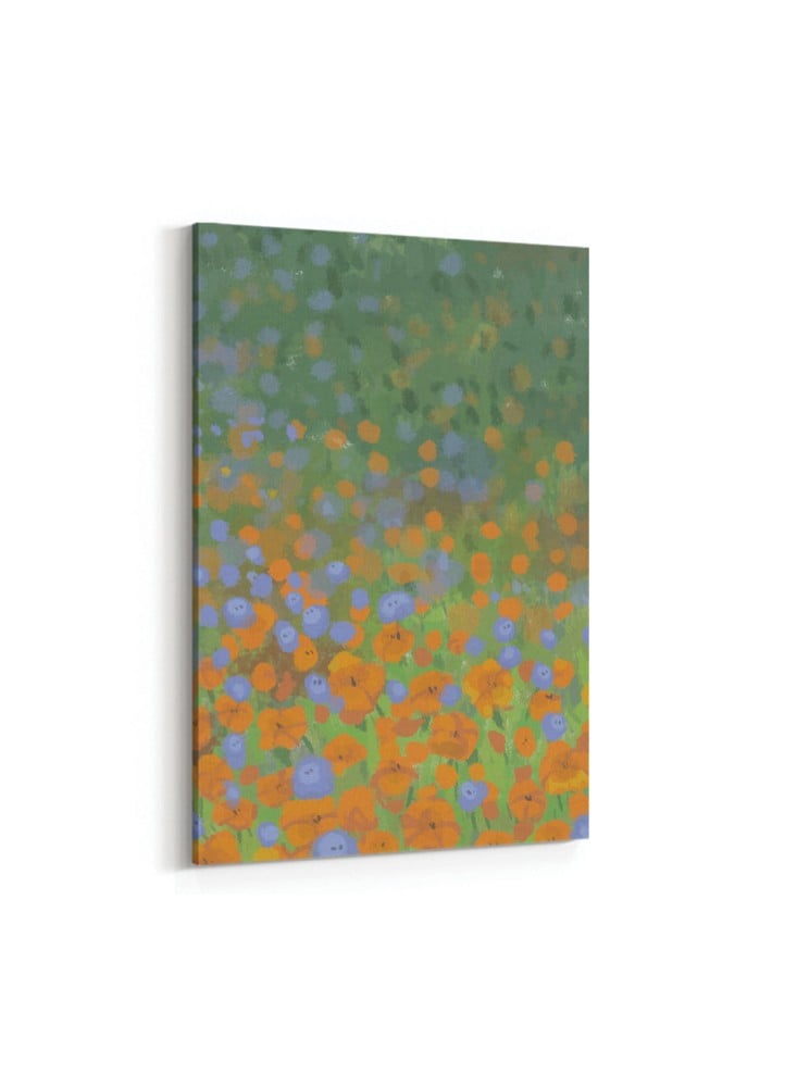 Canvas board on wooden frame with colorful flower design