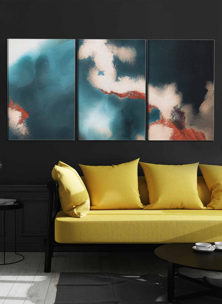 Set of 3 Canvas Paintings on Wooden Frame, Colorful Wall Design, for Home, Living Room, Office, Decoration