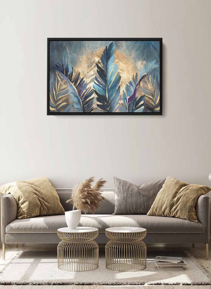 Canvas Painting on Wood Frame, Botanical Leaves Oil Art Design, for Home, Living Room, Office, Decoration