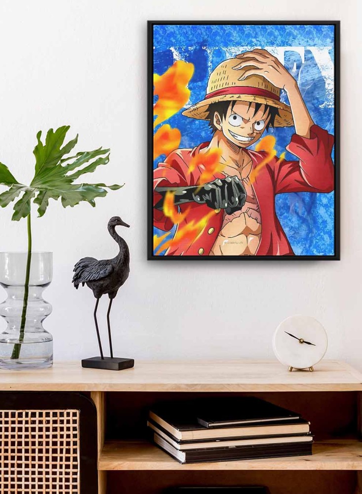 Canvas painting on wooden frame with Luffy design from anime One Piece