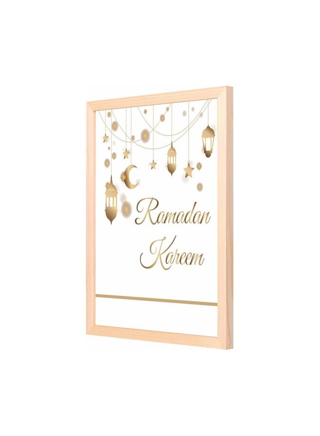 لوحة جدارية بوستر بإطار بتصميم ذهبي رمضان كريم