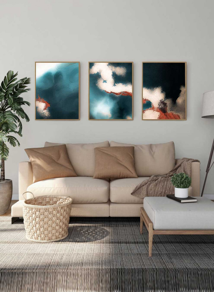 Set of 3 Canvas Paintings on Wooden Frame, Colorful Wall Design, for Home, Living Room, Office, Decoration