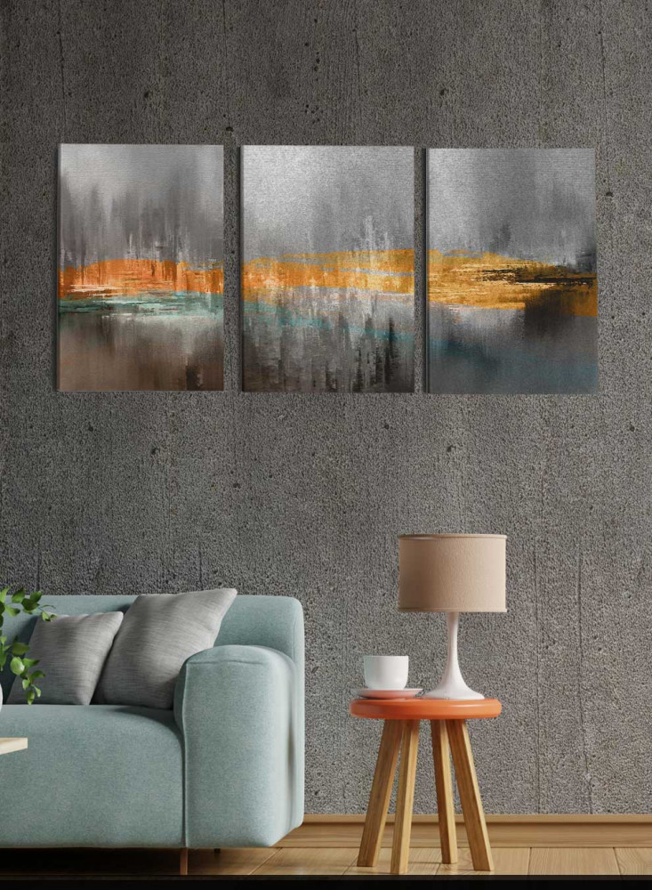 Set of 3 Canvas Paintings on Wooden Frame, Oil Art Design, for Home, Living Room, Office, Decoration