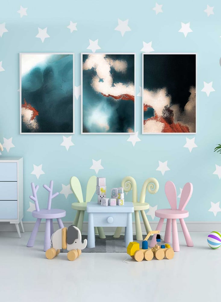 Set of 3 Canvas Paintings on Wooden Frame, Colorful Wall Design, for Home, Living Room, Office, Decoration