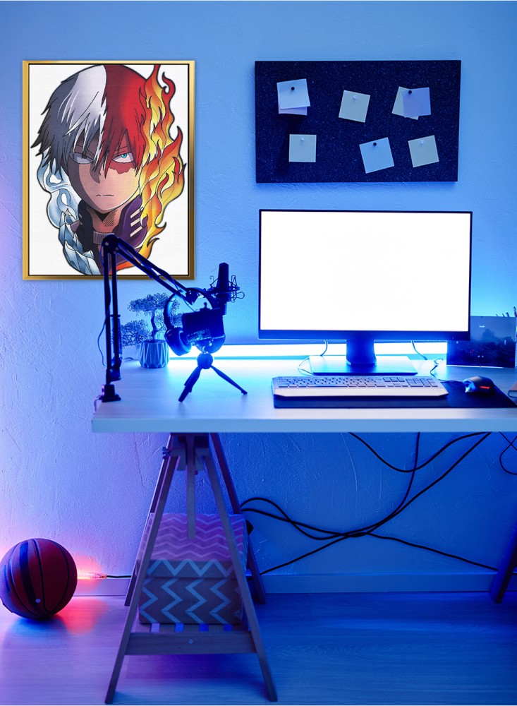 Canvas board on a wooden frame, Todoroki anime academy character design