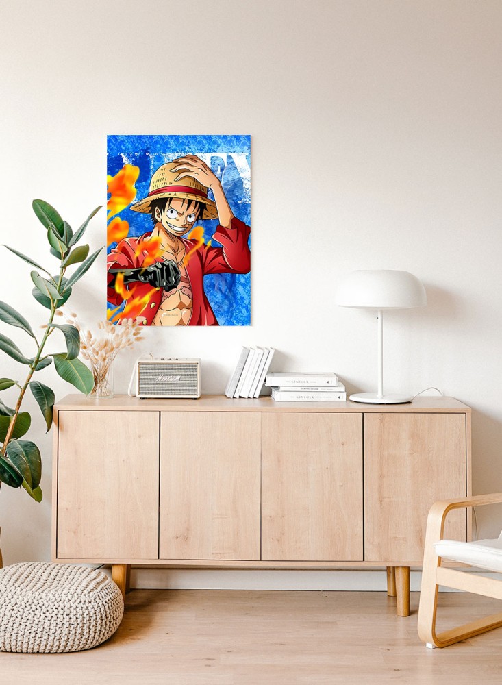 Canvas painting on wooden frame with Luffy design from anime One Piece
