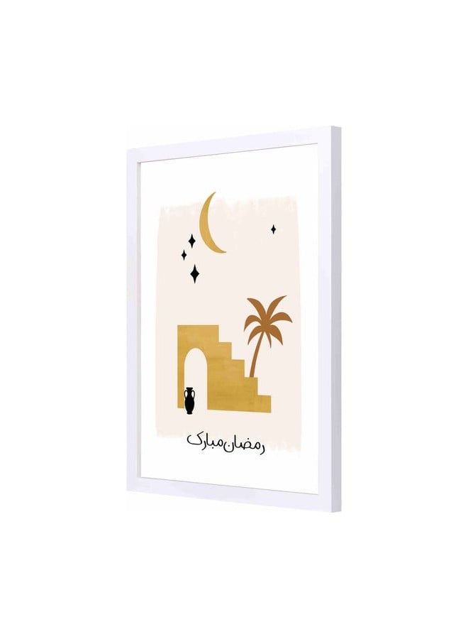 اشتر بوستر رمضان كريم عبارة رمضان مبارك مع تصميم هلال رمضان