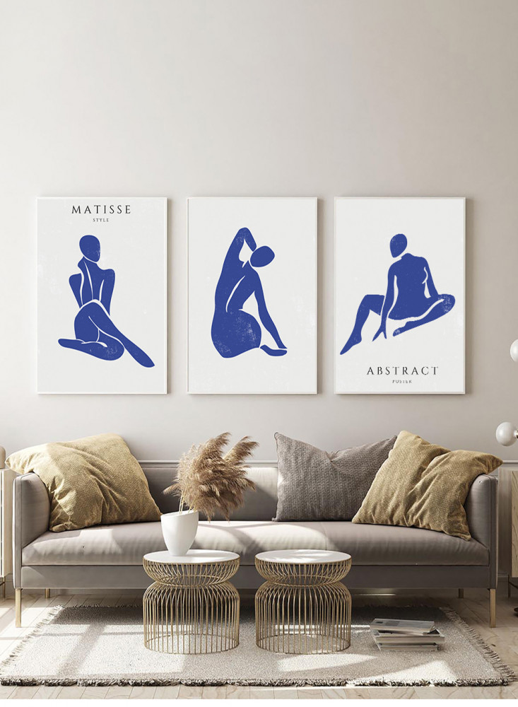 Set of 3 Canvas Paintings on Wooden Frame, Painted Woman Design, for Home, Living Room, Office, Decoration