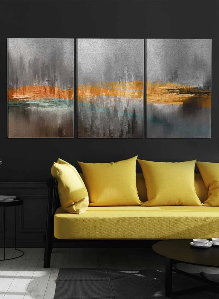 Set of 3 Canvas Paintings on Wooden Frame, Oil Art Design, for Home, Living Room, Office, Decoration