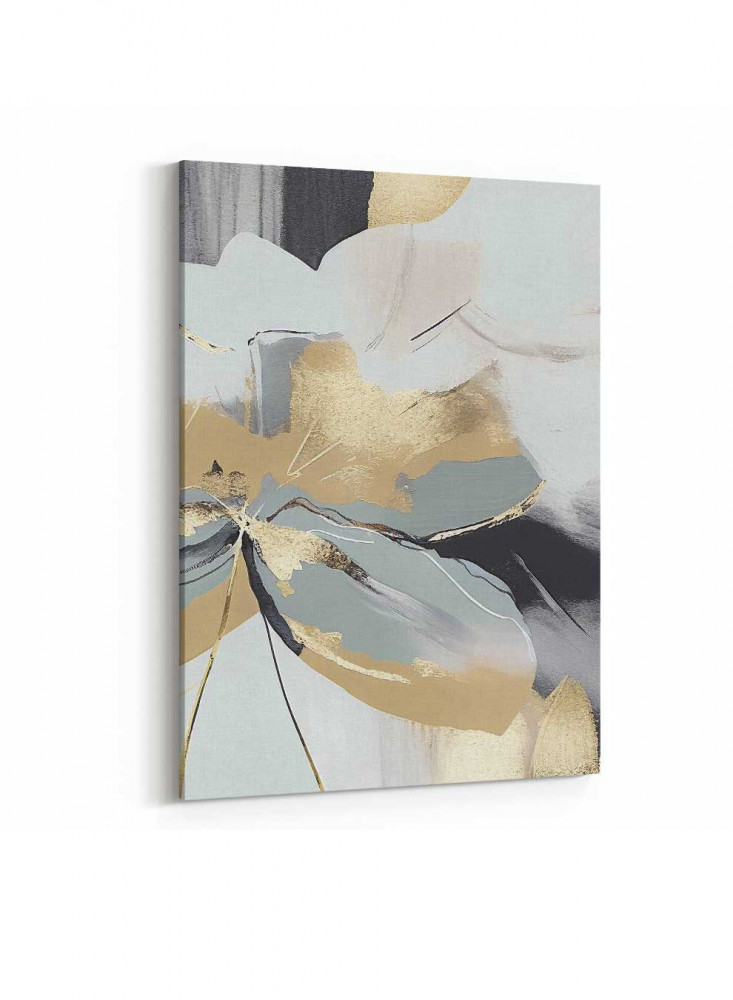 Canvas board on wooden frame, abstract art design of flowers, for home, living room, office, decoration