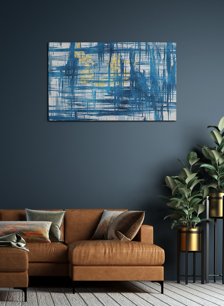 Canvas painting on a wooden frame, abstract art design, horizontal view, for the home, living room, office, decoration