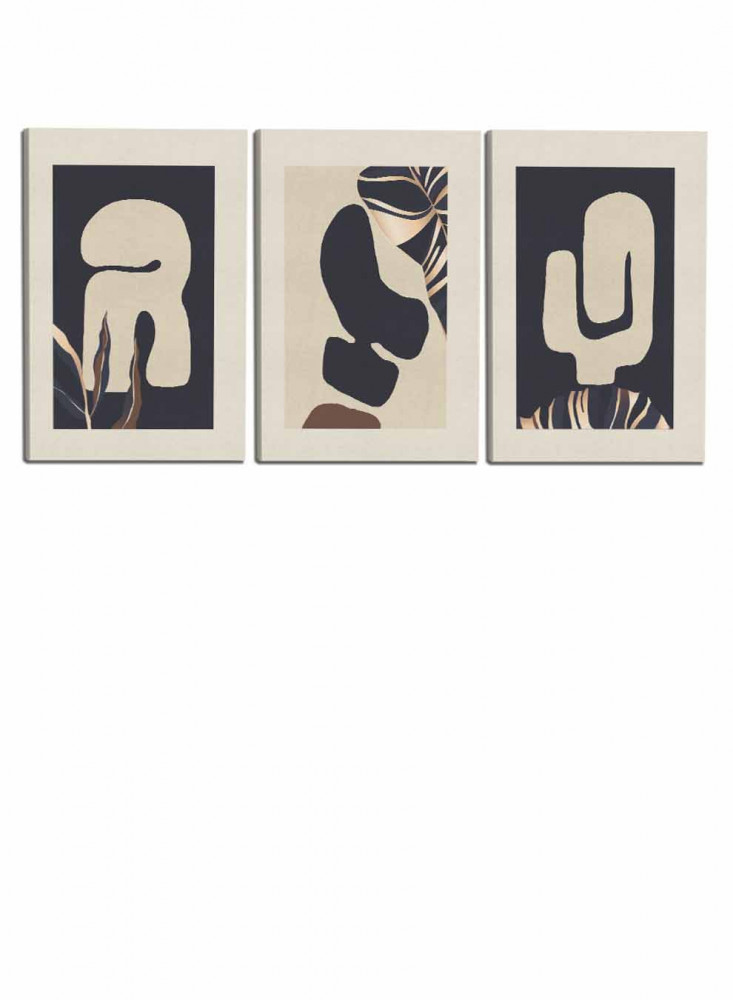 طقم من 3 لوحات كانفاس على إطار خشبي، تصميم رسم جمالي، للمنزل، غرفة المعيشة، المكتب، الديكور