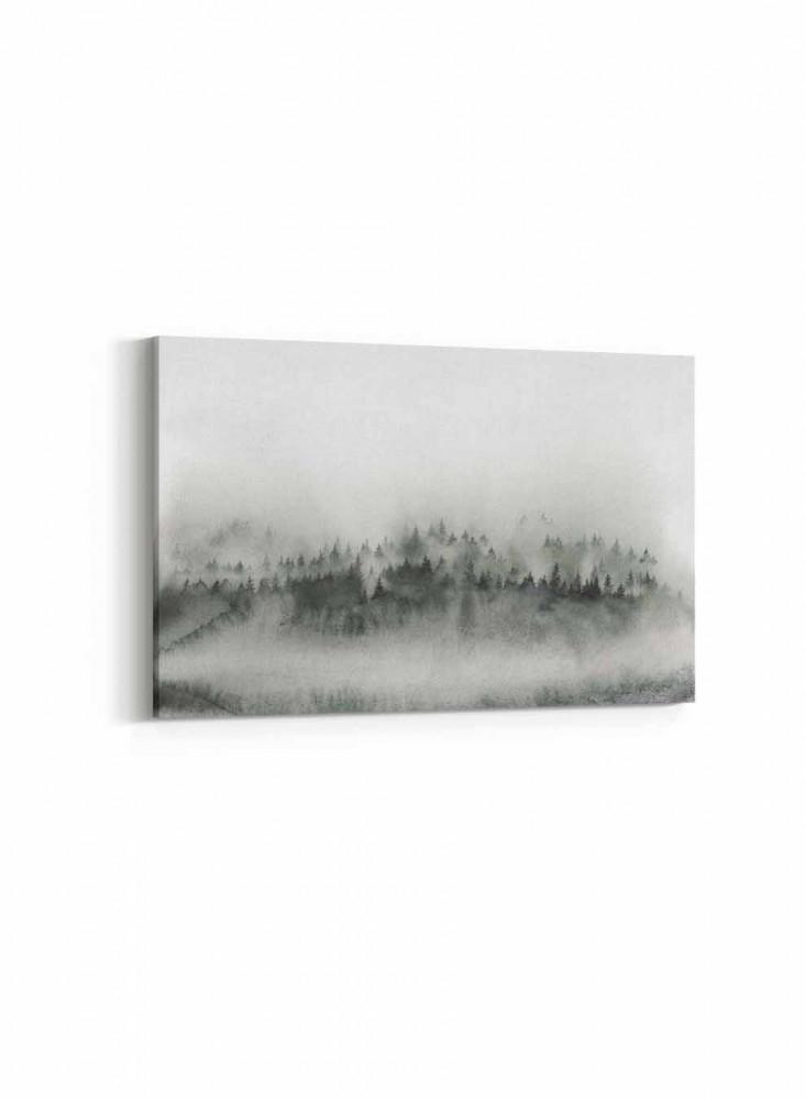 Canvas painting on a wooden frame, misty forest design, for home, living room, office, decoration