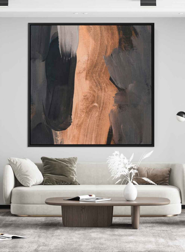 Square canvas painting on a wooden frame, abstract art design, for home, living room, office, decoration