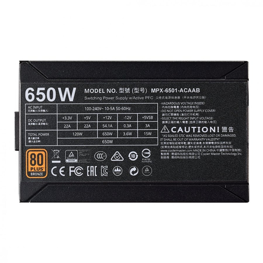 Cooler Master MWE BRONZE 550 80 PLUS BRONZE CERTIFIED POWER SUPPLY