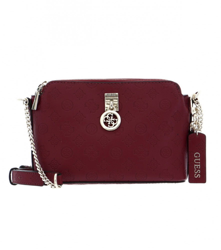 Burgundy Guess Shoulder Bag Ninnette Dbl Zip Crossbody