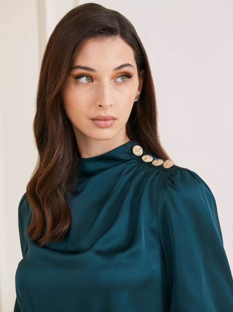 Guess Dark Green Long Sleeve Dress