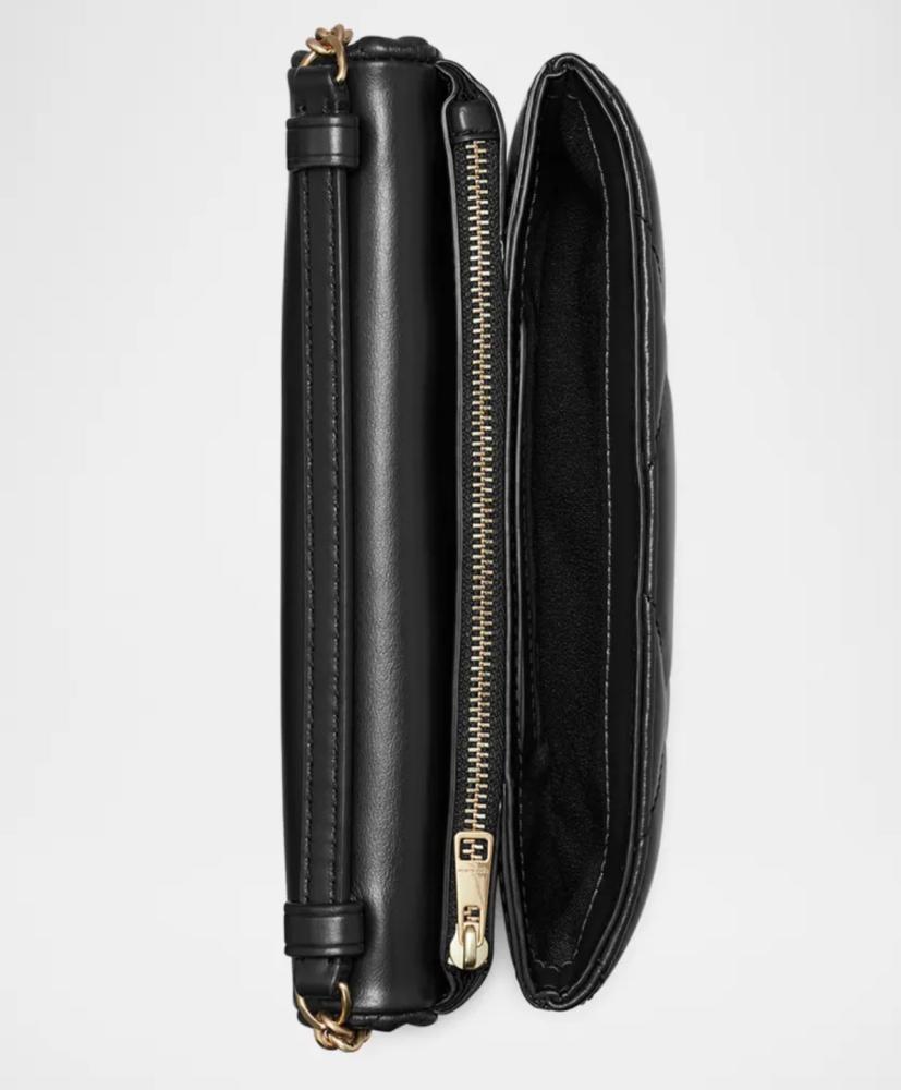 Tory Burch Kira Diamond-Quilted Leather Wallet on Chain