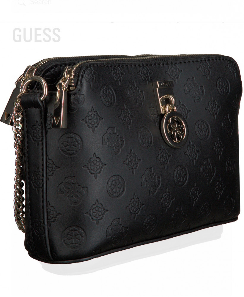 Black Guess Shoulder Bag Ninnette Dbl Zip Crossbody