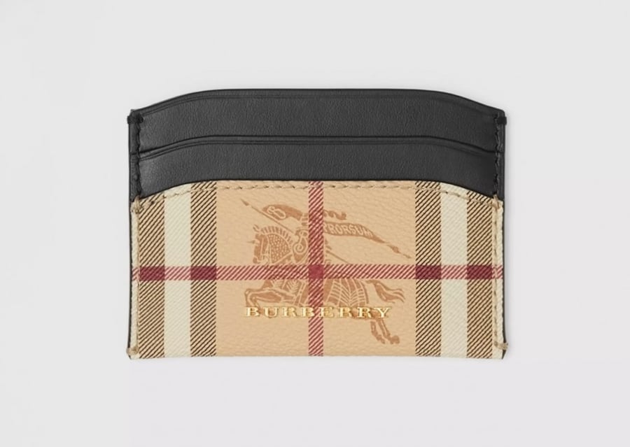 Burberry Haymarket Check E-canvas and Leather Card Case in Black