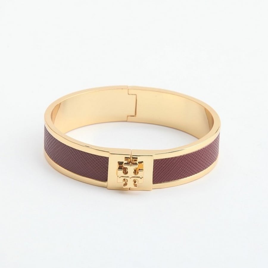 Tory Burch Saffiano Leather With Logo Bracelet Burgundy Color