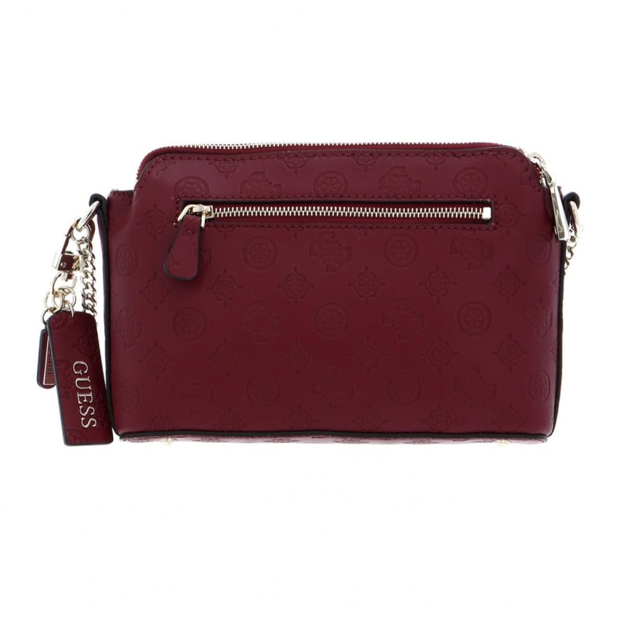 Burgundy Guess Shoulder Bag Ninnette Dbl Zip Crossbody