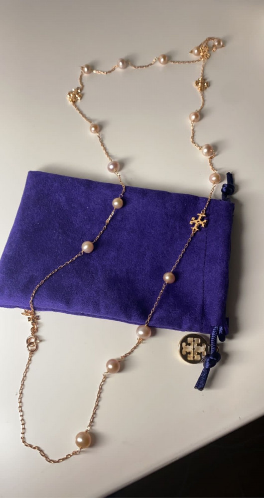 Kira Pearl Long necklace rose gold