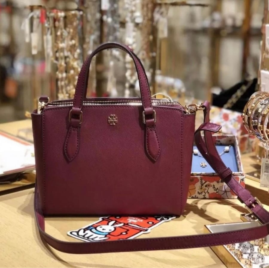 Tory burch emerson mini tote Burgndy