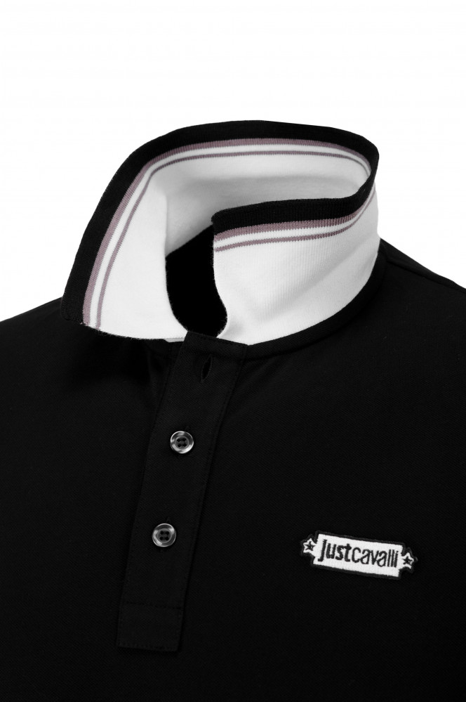 Just Cavalli Men Polo Shirt in Black Color