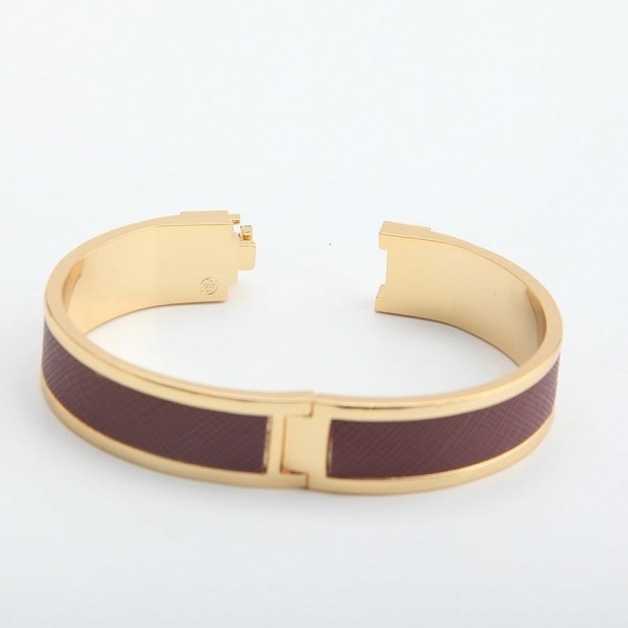 Tory Burch Saffiano Leather With Logo Bracelet Burgundy Color