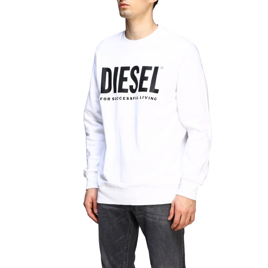 Diesel Sweater White Color with Printed Logo for Men