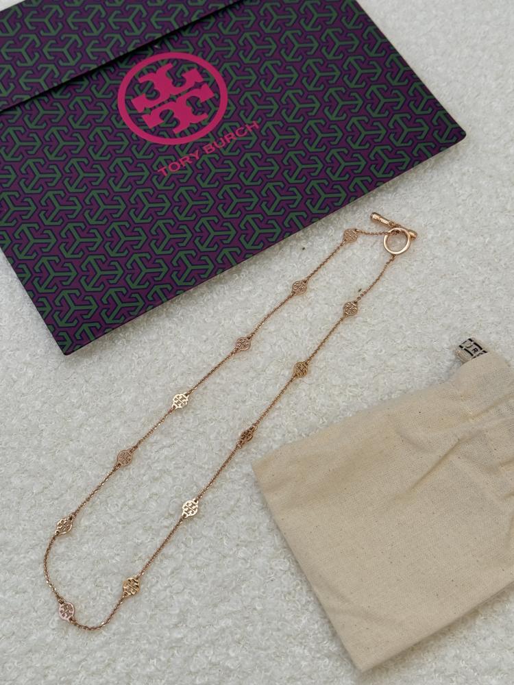 Tory Burch Necklace Logo Rose Gold