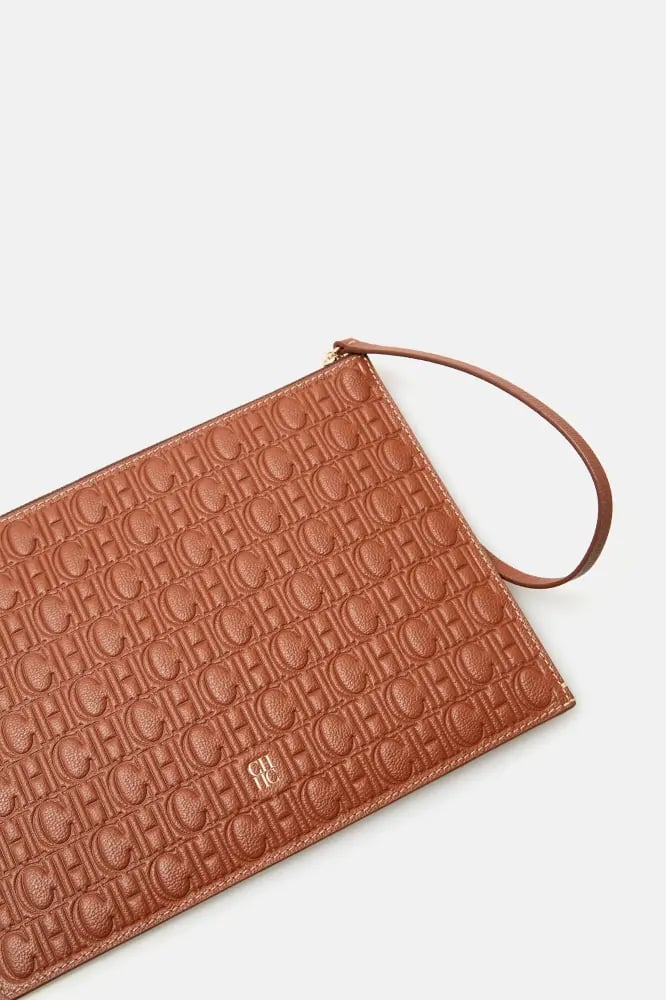 Carolina Herrera Leather Pouch Brown