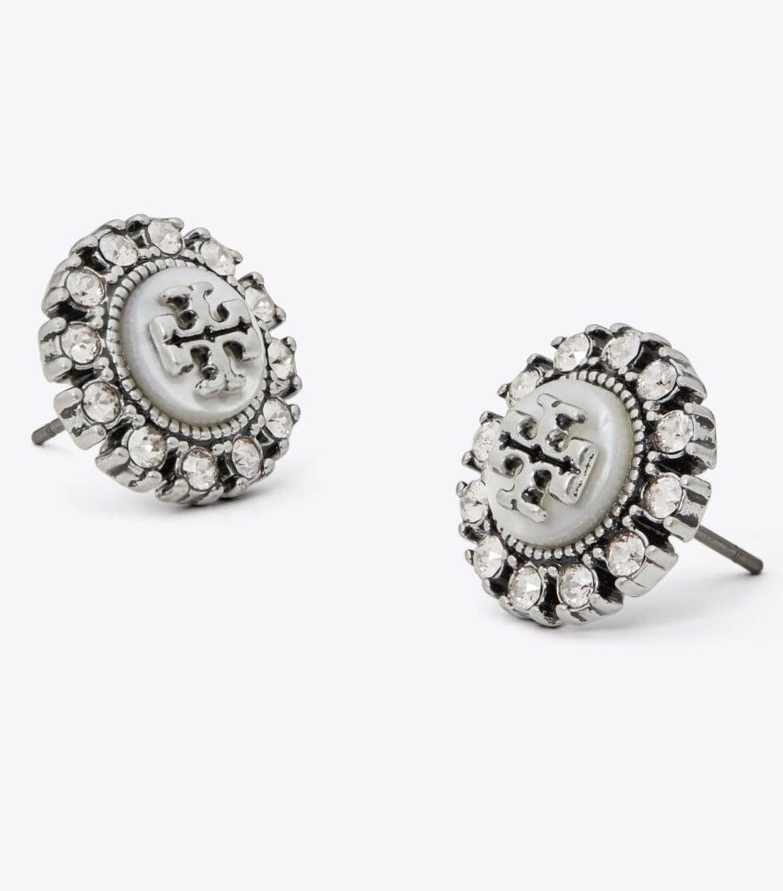 Tory Burch Earrings Silver with Crystals