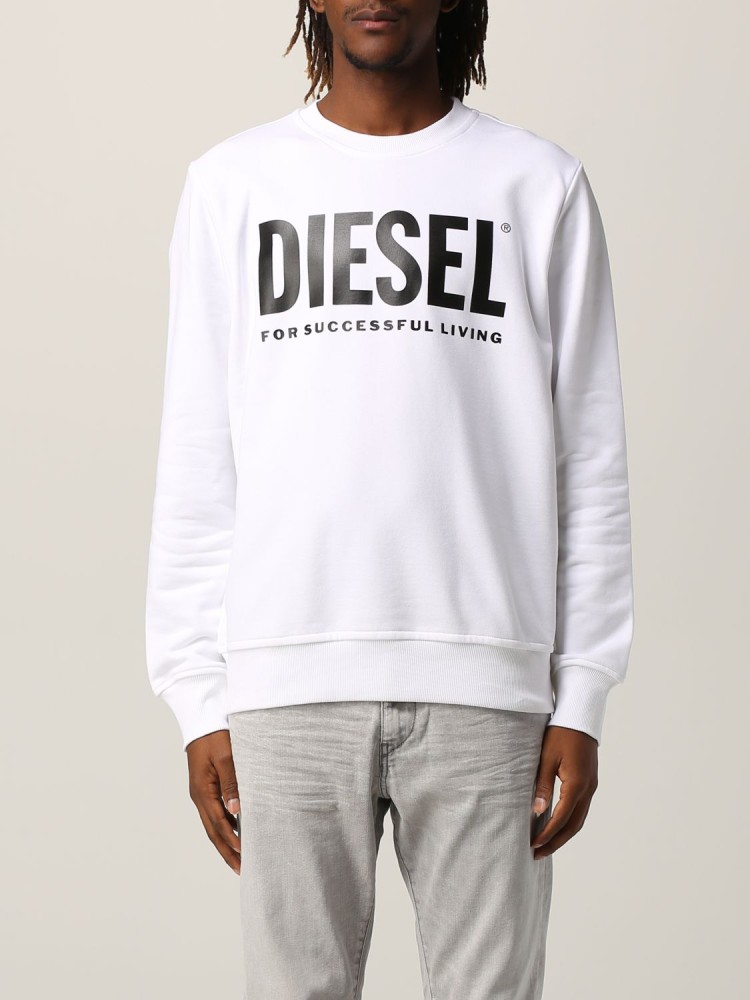 Diesel Sweater White Color with Printed Logo for Men