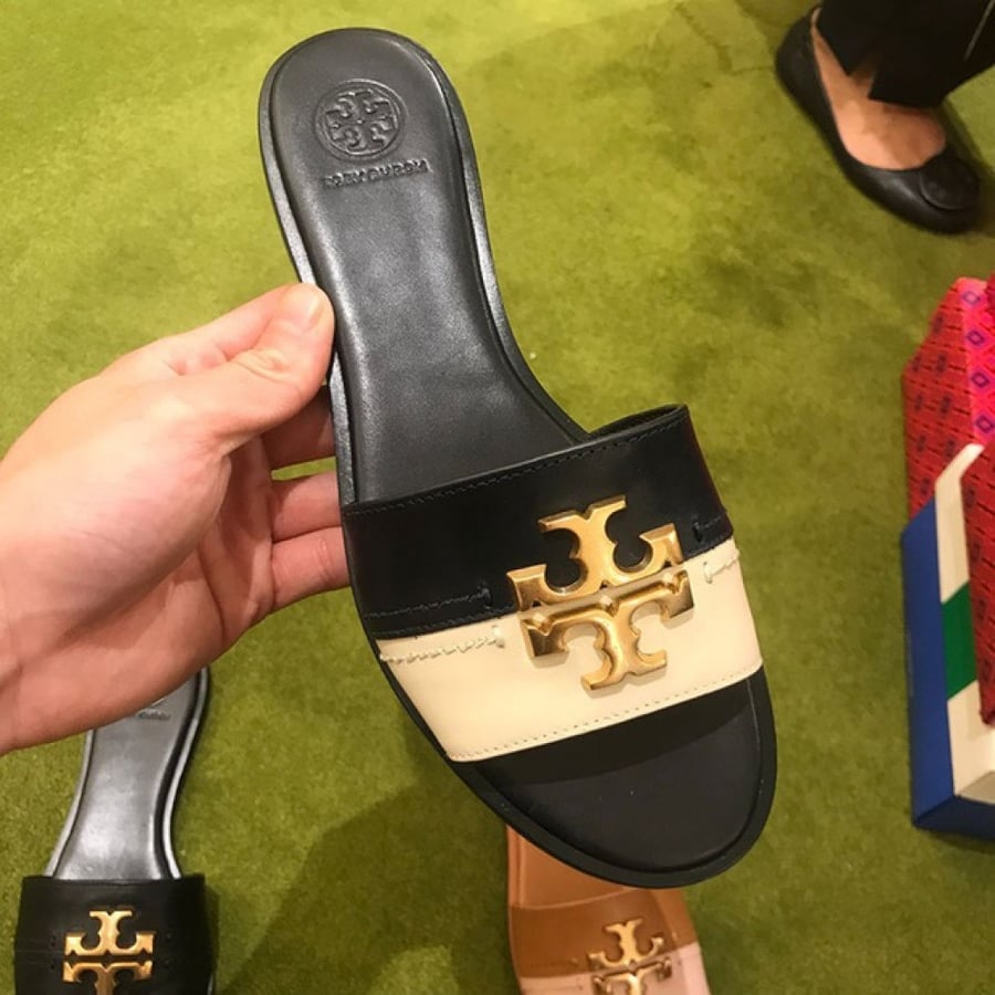 Tory burch slide sandals Black with white