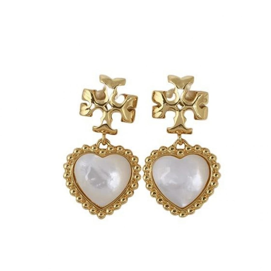 Tory Burch Heart Beaded Roxanne Pearl Drop Earrings