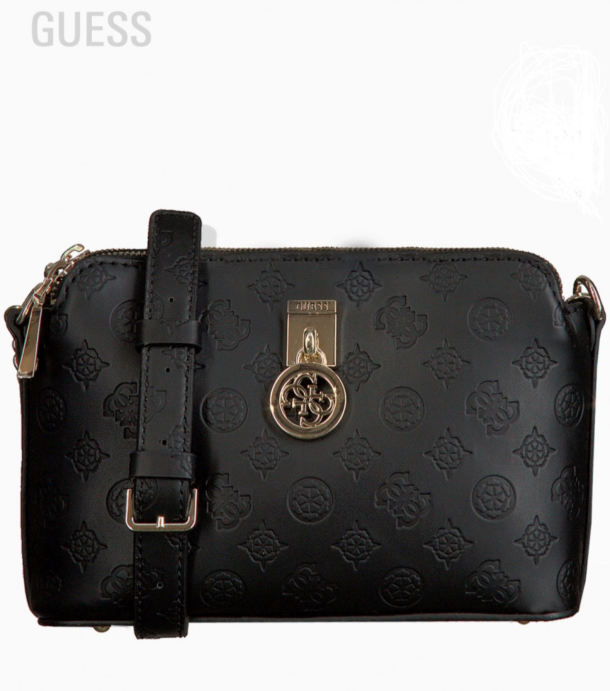 Black Guess Shoulder Bag Ninnette Dbl Zip Crossbody