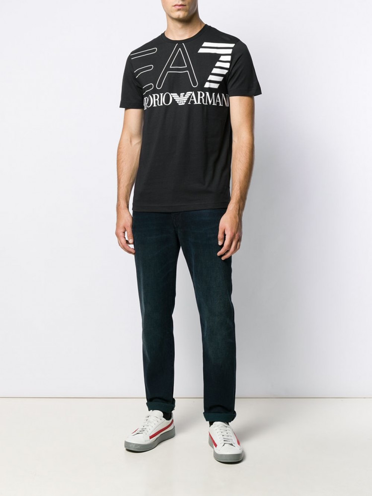 Emporio Armani Black T-shirt for Men Printed Logo