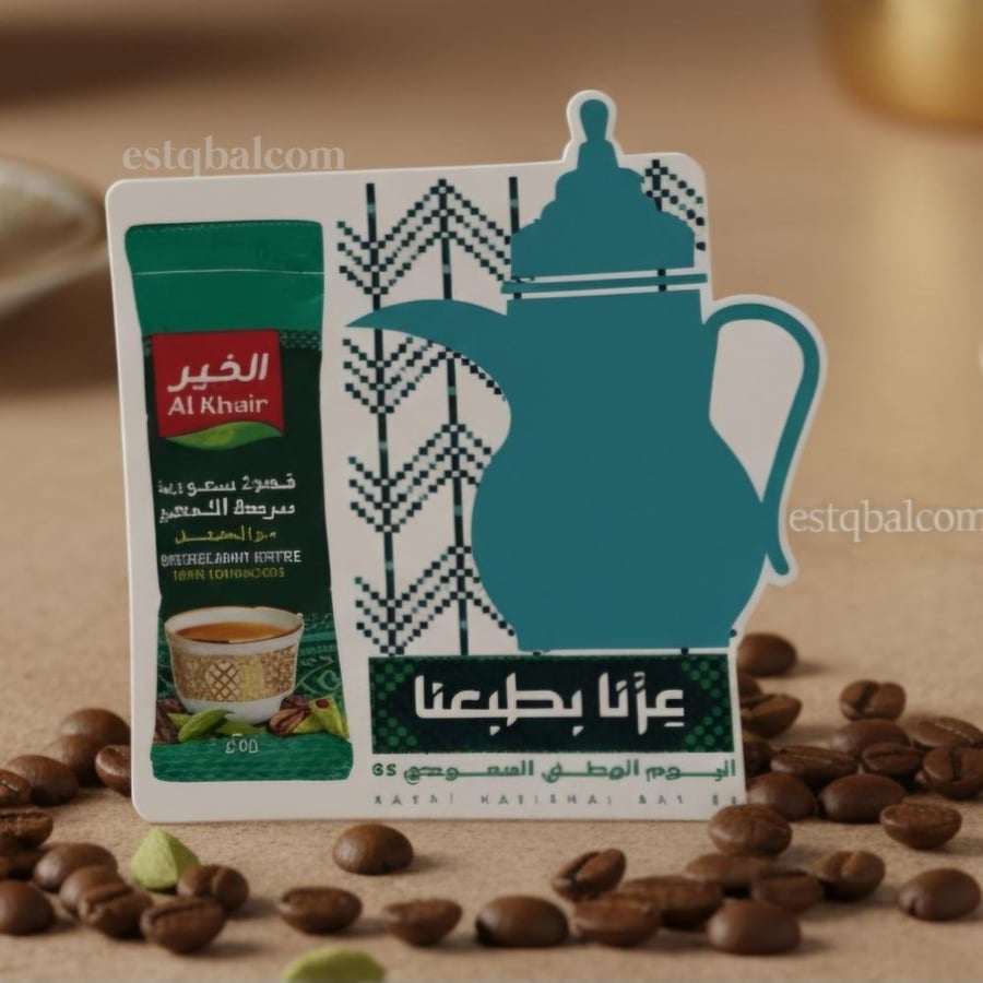 درزن(12 قطعة) كرت قهوة ثيم اليوم الوطني السعودي
